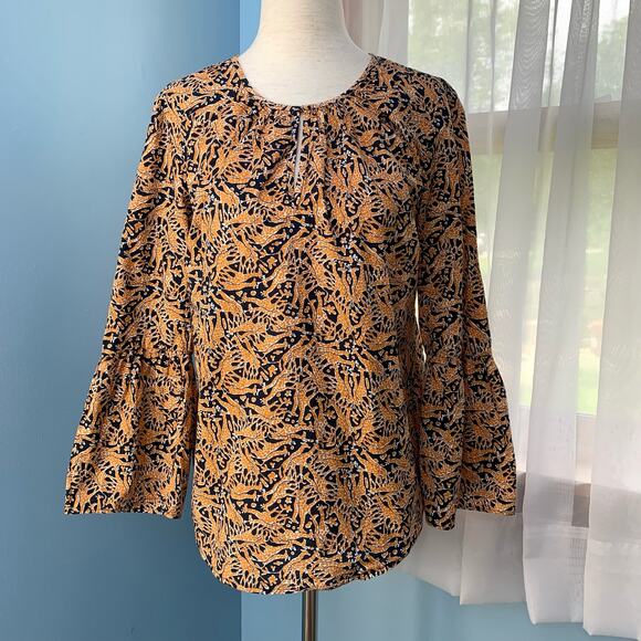 Drake's for J. Crew Bell Sleeve Giraffe Print Top Size 2 - Picture 2 of 8